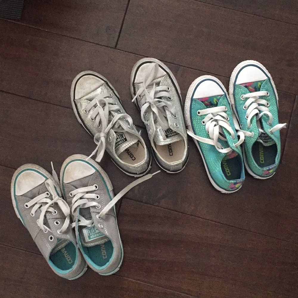 3 pairs size 11 Girls Converse